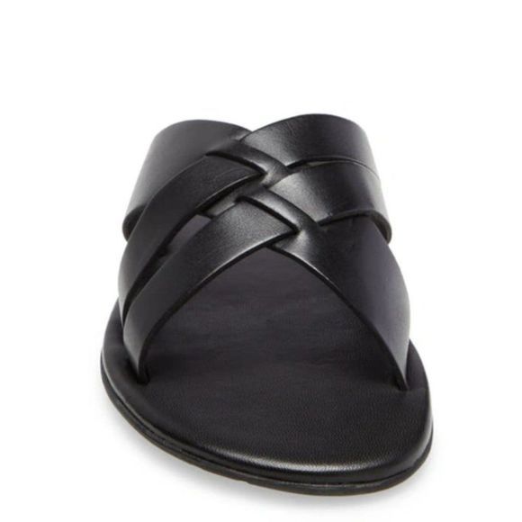 NWOT NORDSTROM Porter Cross‎ Strap Slide Genuine Leather Sandal In Black (10) - Picture 5 of 13
